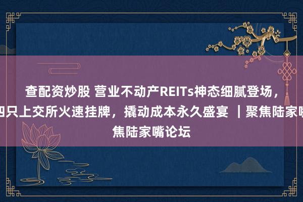 查配资炒股 营业不动产REITs神态细腻登场，首批四只上交所火速挂牌，撬动成本永久盛宴 ｜聚焦陆家嘴论坛