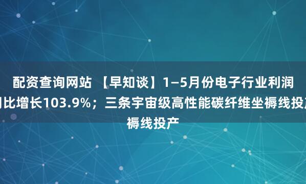 配资查询网站 【早知谈】1—5月份电子行业利润同比增长103.9%；三条宇宙级高性能碳纤维坐褥线投产