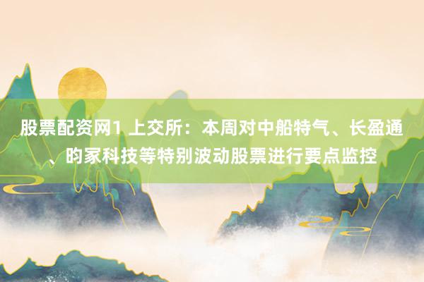 股票配资网1 上交所：本周对中船特气、长盈通、昀冢科技等特别波动股票进行要点监控